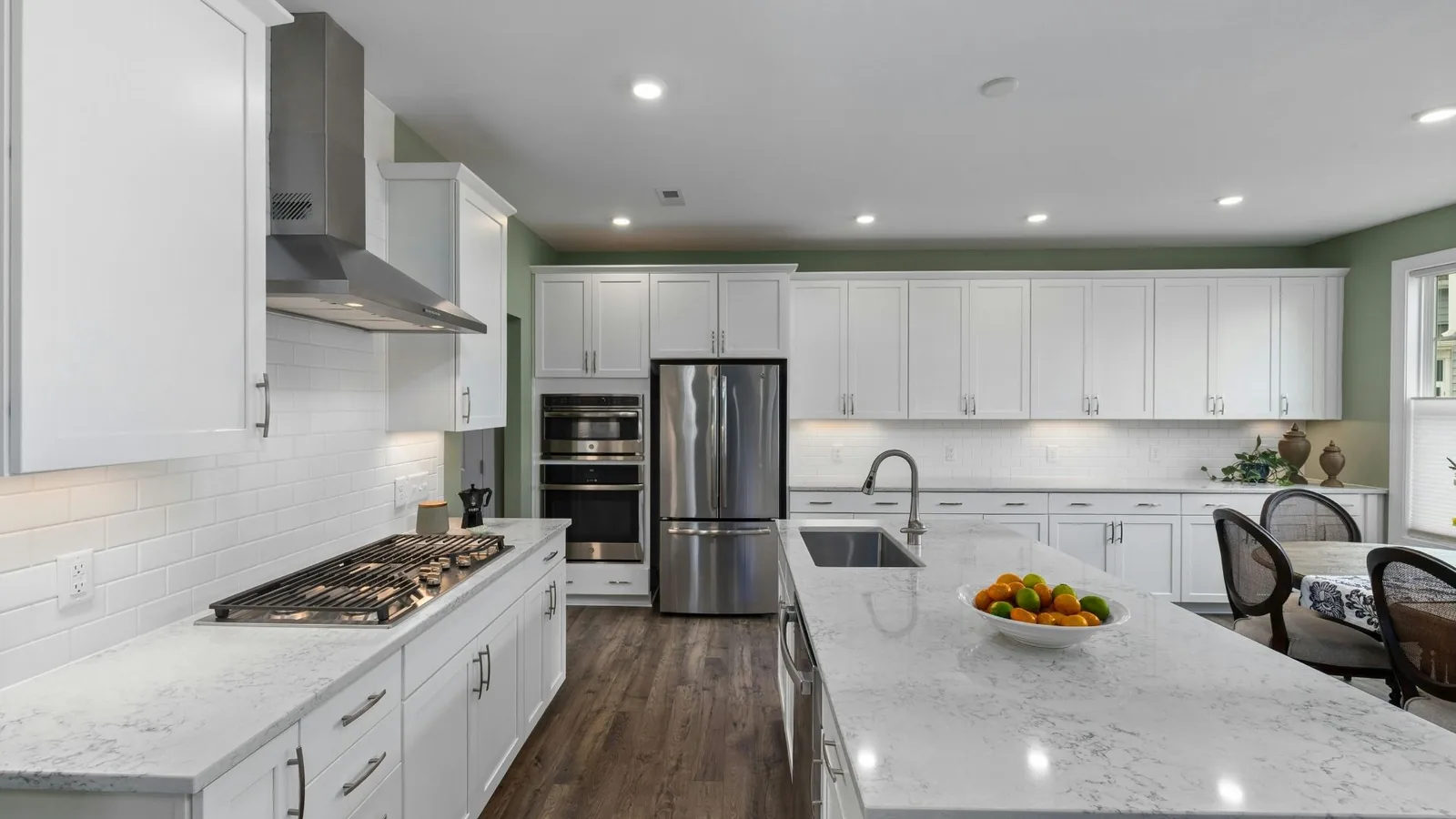 Detailed cleaning finish in a bright white kitchen