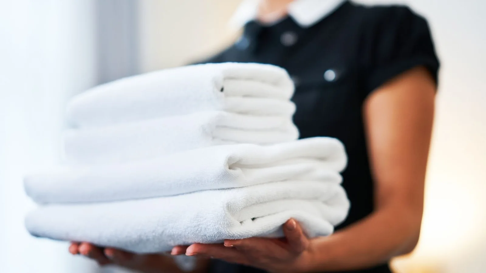 Stack of folded towels ready for service